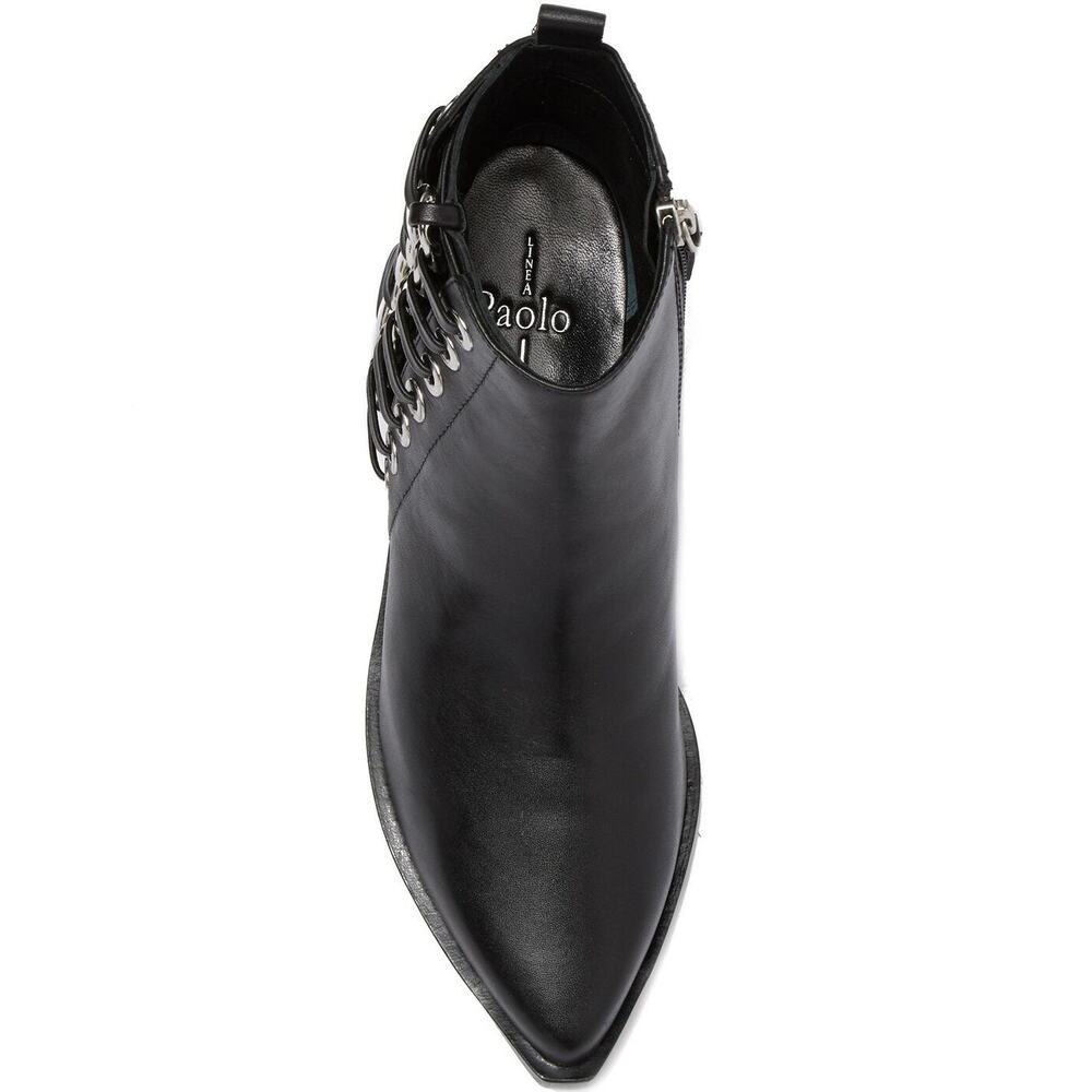 Linea Paolo Women Block Heel Ankle Booties Tatum Size US 5.5M Black Leather - Picture 4 of 5